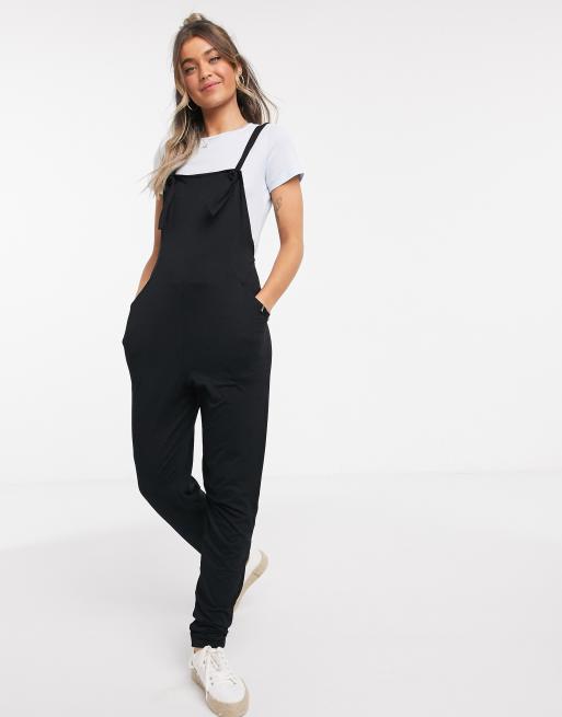 ASOS Maternity DESIGN maternity jersey dungaree jumpsuit in black -  ShopStyle