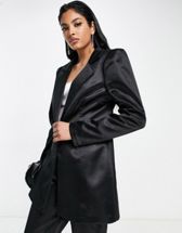 ASOS DESIGN Petite long line perfect blazer in black