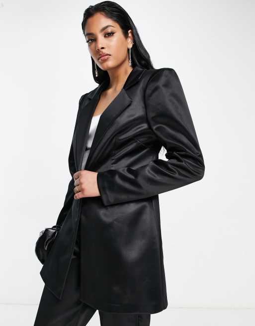 Black satin 2025 suit womens