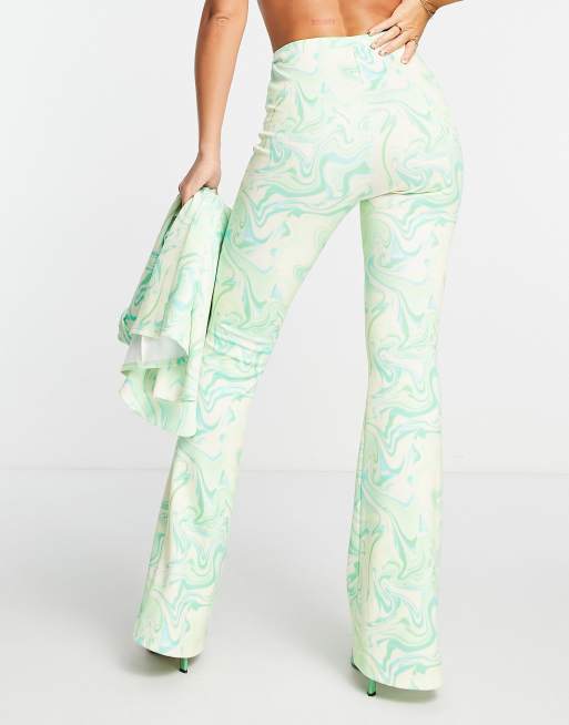 ASOS DESIGN jersey flare pants in marble print, 2 of 4