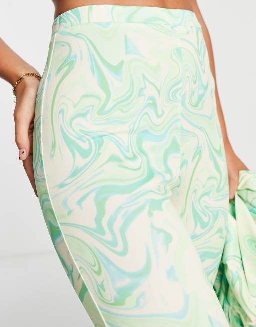 ASOS DESIGN jersey flare pants in marble print, 3 of 4
