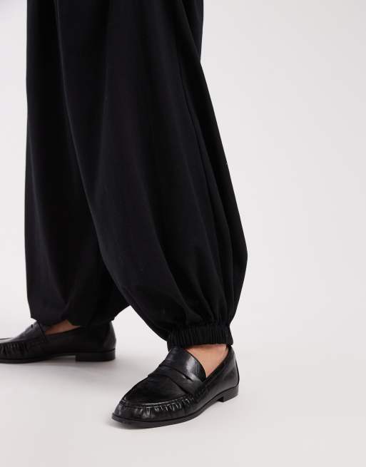 ASOS DESIGN jersey harem inspired trouser in black, 5 of 5