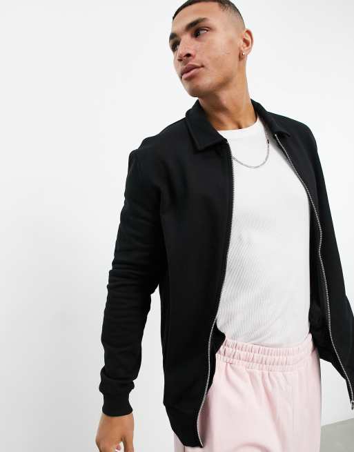 ASOS DESIGN jersey harrington jacket in black