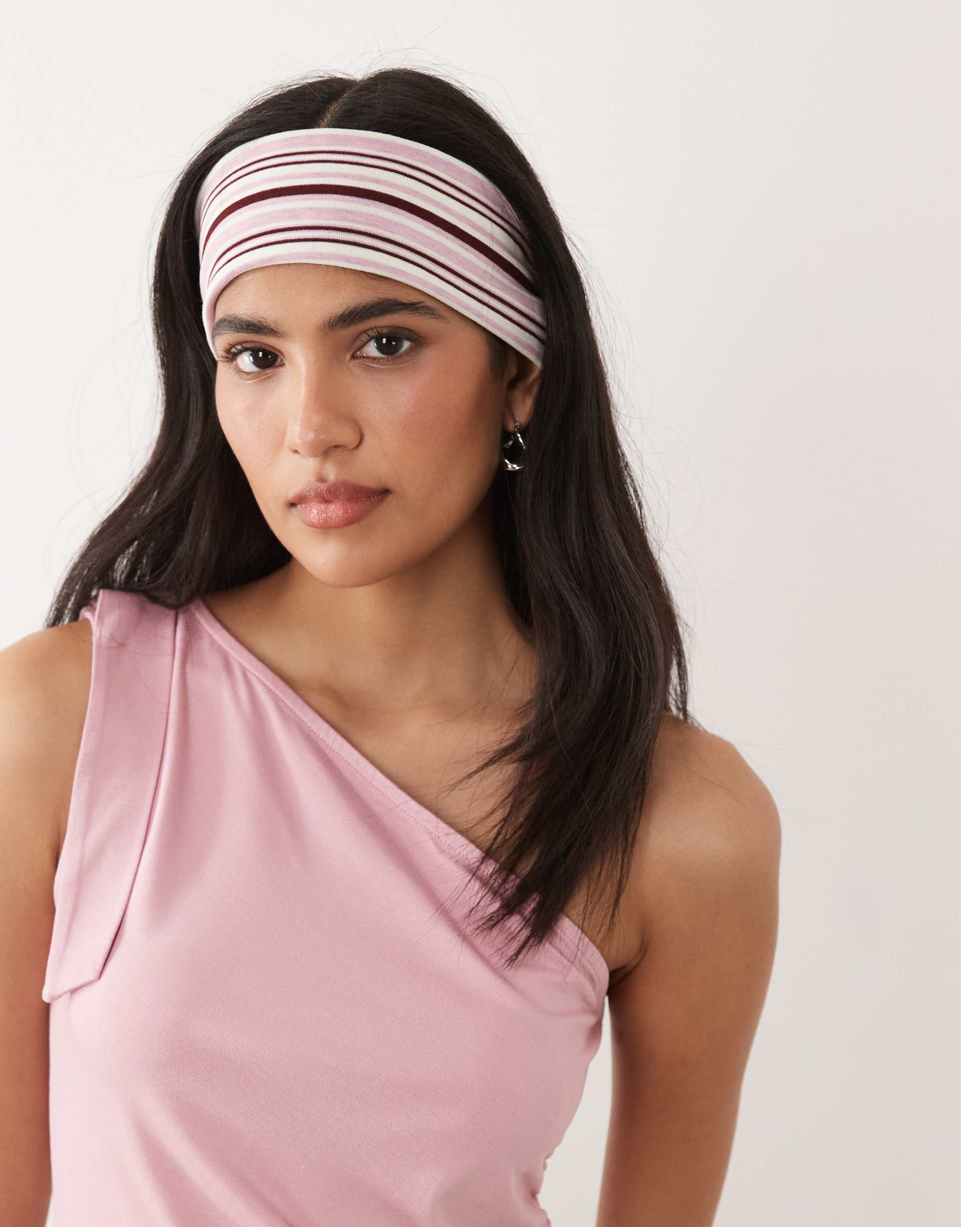 asos design jersey headband in burgundy and pink