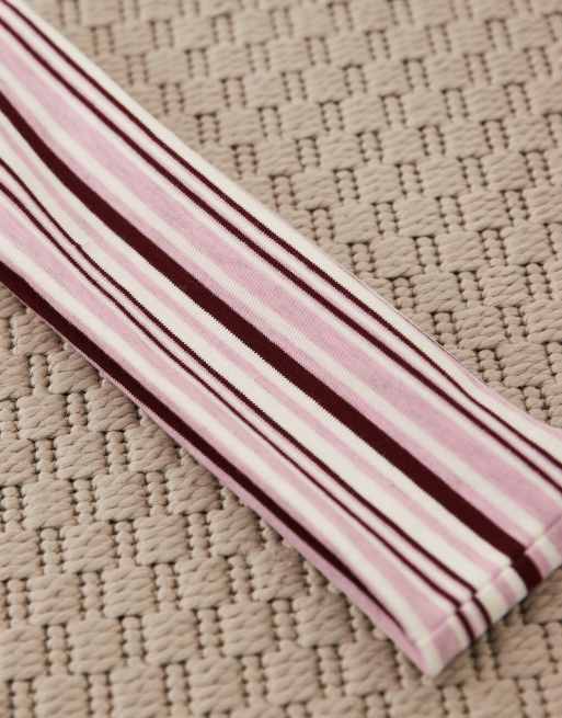 ASOS DESIGN jersey headband in burgundy and pink, 2 of 3