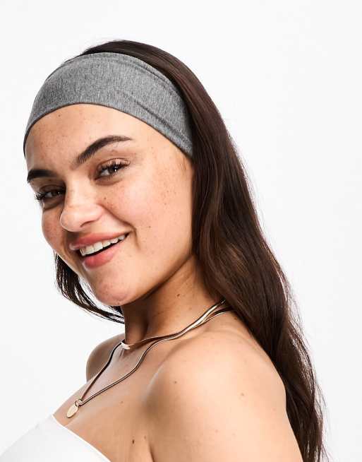 ASOS DESIGN thin jersey headband in light gray heather