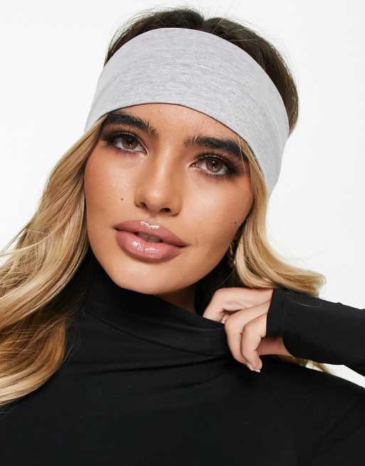 ASOS DESIGN thin jersey headband in light grey marl