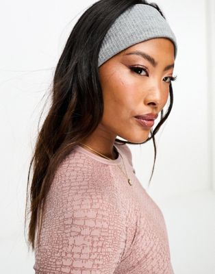 ASOS DESIGN jersey headband with ribbed design in charcoal