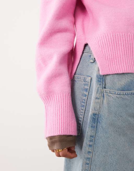 ASOS DESIGN - Jersey holgado con abertura lateral en rosa - PINK, 3 de 4
