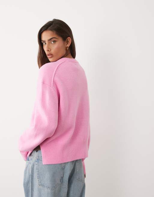 ASOS DESIGN - Jersey holgado con abertura lateral en rosa - PINK, 4 de 4