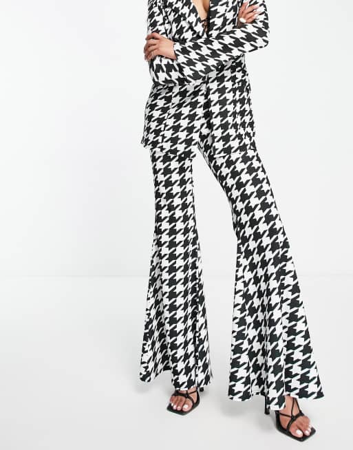 ASOS DESIGN jersey houndstooth print super flare suit pants in multi | ASOS