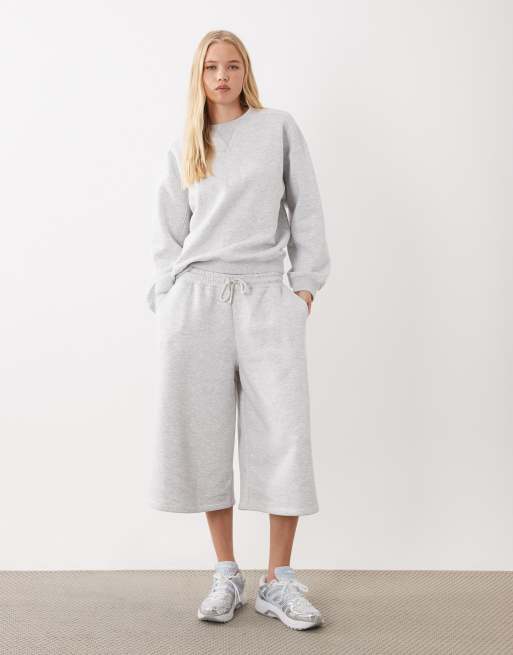 ASOS DESIGN - Co-ord set met sweatshirt met ronde hals in gemêleerd grijs, 2 van 3