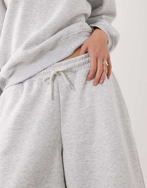 ASOS DESIGN jersey jogger bermudashorts i isgrå meleret som sæt, 4 af 5