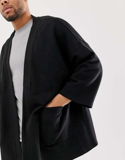 ASOS DESIGN jersey kimono cardigan in black