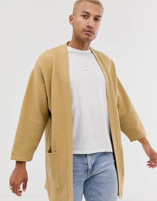 ASOS DESIGN jersey kimono cardigan in brown