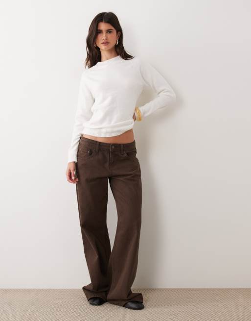 ASOS DESIGN - jersey ligero de corte entallado con cuello redondo en crema, 4 de 4