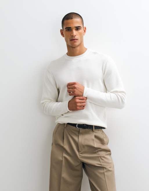 ASOS DESIGN - Jersey ligero de punto esencial con cuello redondo en crudo, 5 de 5