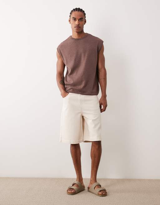  ASOS DESIGN - Jersey marrón extragrande con cuello redondo de punto, 2 de 5
