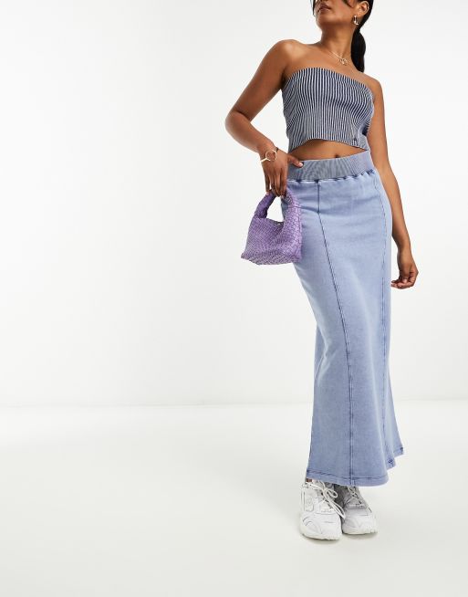 ASOS DESIGN jersey maxi skirt with denim blue wash ASOS