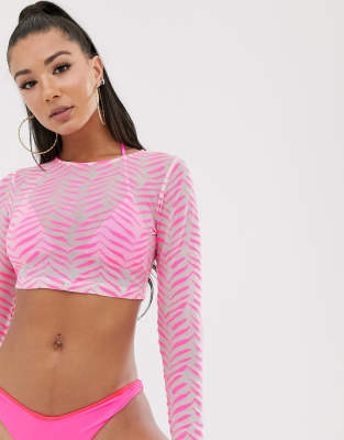 pink neon mesh top