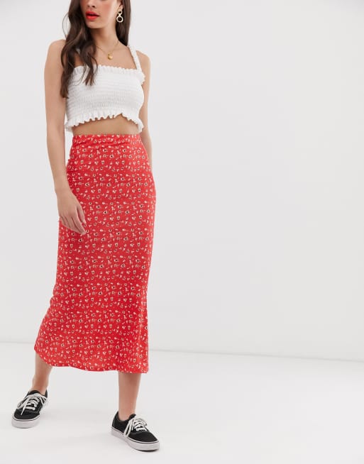 Asos design midi skirt with kick flare in outlet polka dot