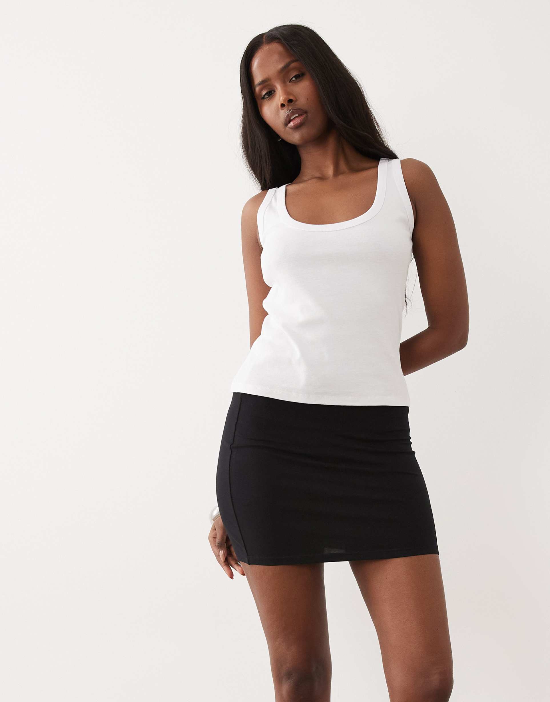 asos design jersey mini skirt in black