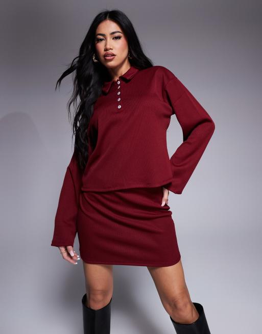 ASOS DESIGN jersey mini skirt in burgundy (part of a set) ASOS