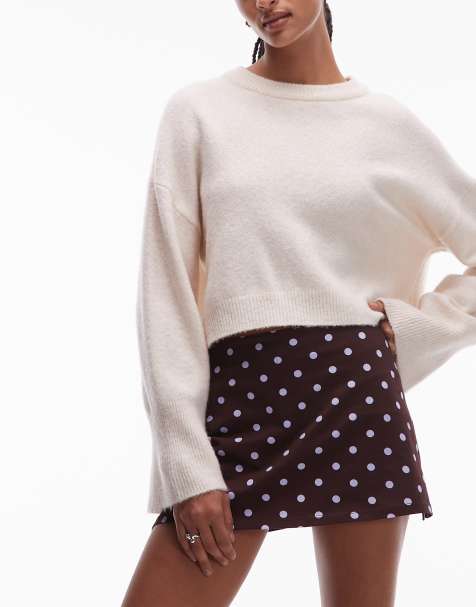 ASOS DESIGN jersey mini skort in blue polka dot print - view 1