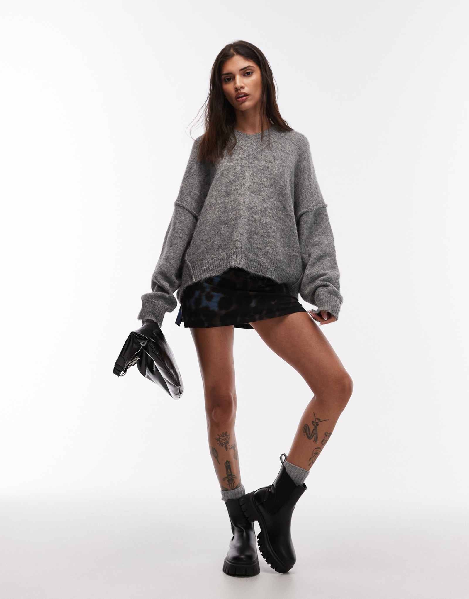 Мини-шорты из джерси ASOS DESIGN со смешанным синим леопардовым принтом