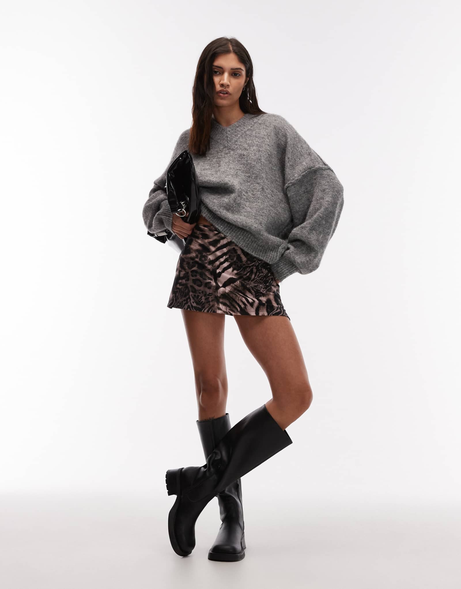 ДИЗАЙНЕРСКИЕ мини-шорты из джерси ASOS со смешанным леопардовым принтом