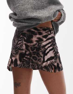 Asos Design Jersey Mini Skort In Multi