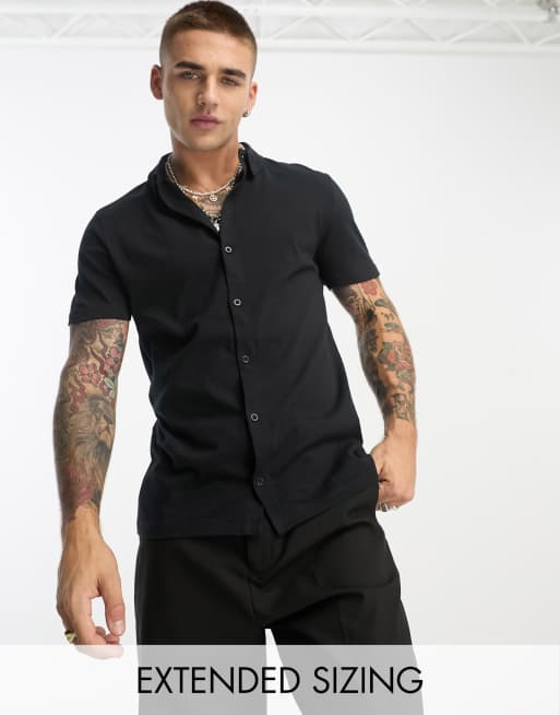 ASOS DESIGN - Jersey overhemd in zwart