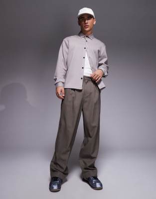 Asos Design Jersey Overshirt In Gray