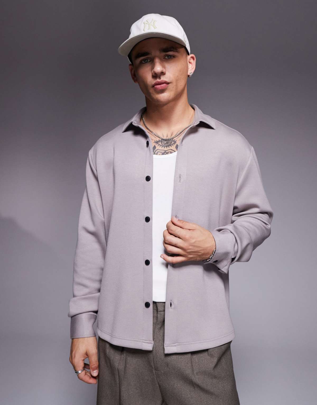 ASOS DESIGN jersey overshirt in grey