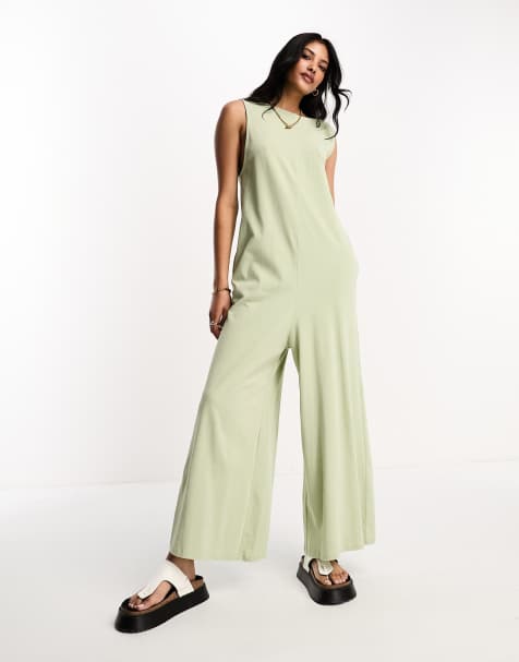 ASOS DESIGN Maternity lounge super soft jumpsuit in sage