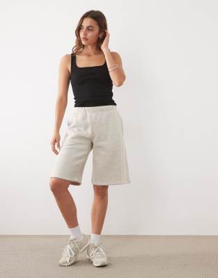 Asos Design Jersey Oversized Sweat Shorts With Side Stripe In Black