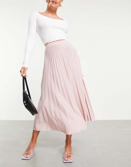 Pink midi skirt clearance pleated