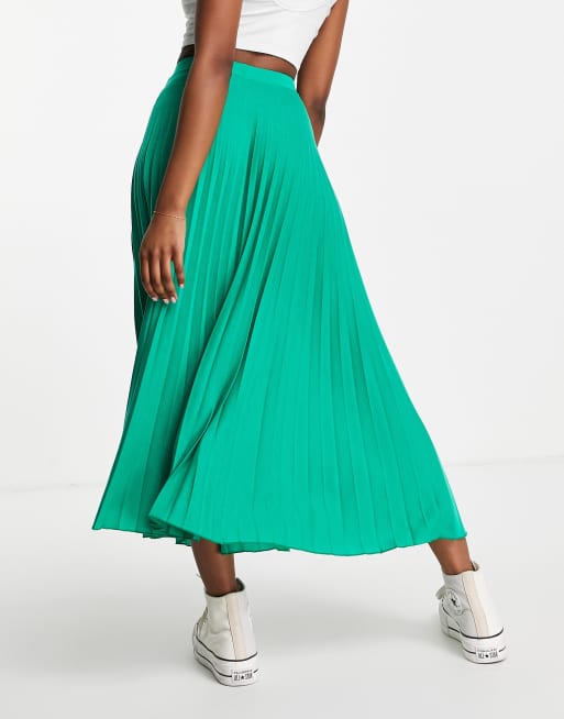 Asos green 2025 pleated midi skirt