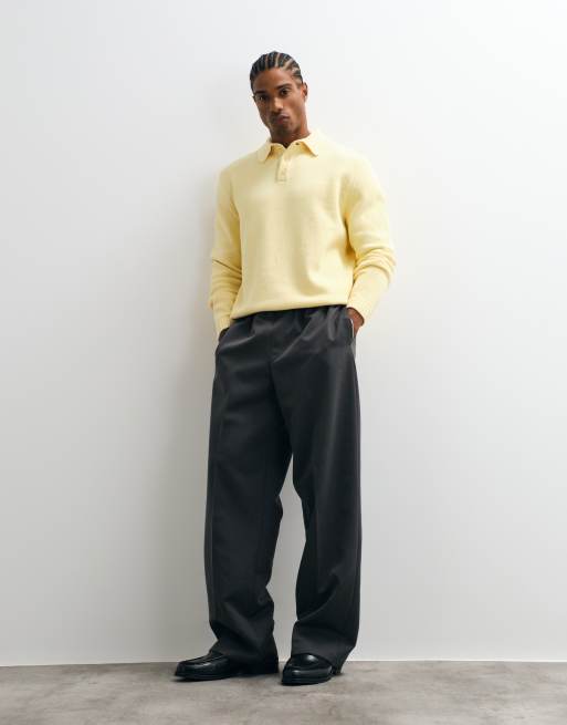 ASOS DESIGN - jersey polo de punto holgado en amarillo crema, 2 de 5