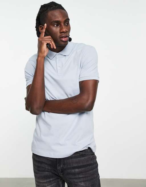 ASOS DESIGN jersey polo in blue