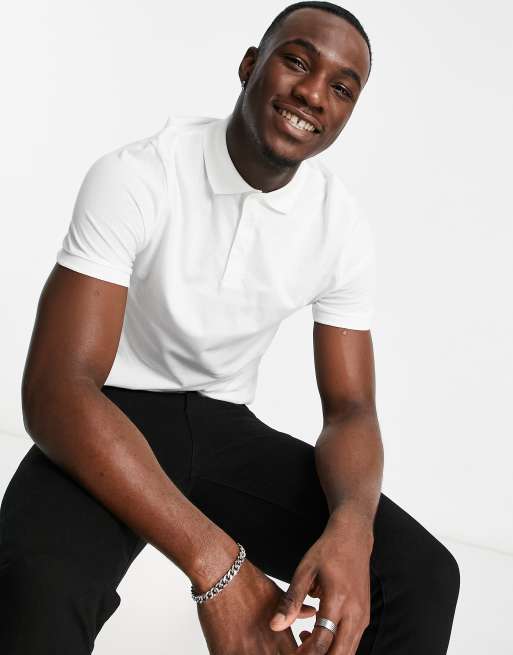ASOS DESIGN jersey polo in white - WHITE