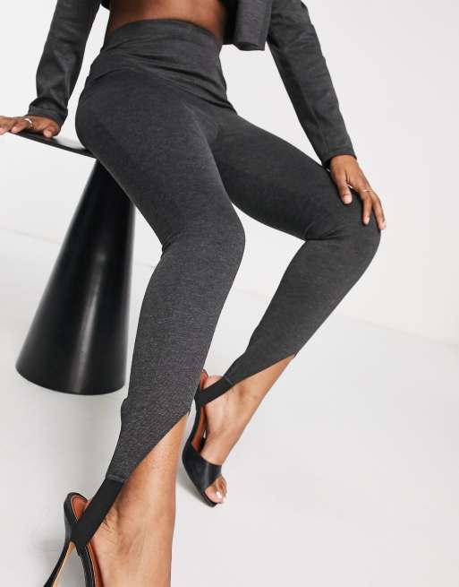 ASOS DESIGN jersey ponte super model skinny stirrup suit pants in charcoal, 3 of 4