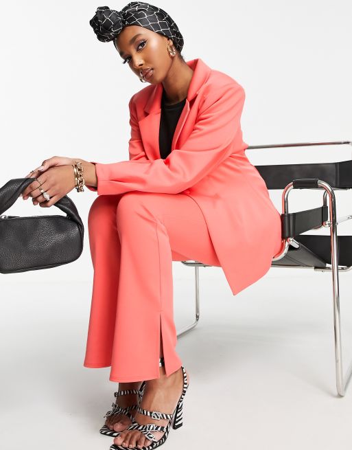 ASOS DESIGN jersey pop sculpted suit blazer in coral