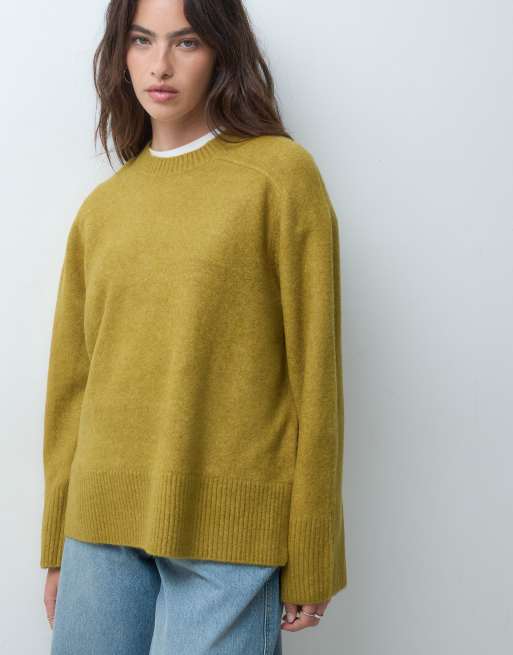 ASOS DESIGN jersey raglán extragrande con aberturas laterales en verde oliva, 5 de 5