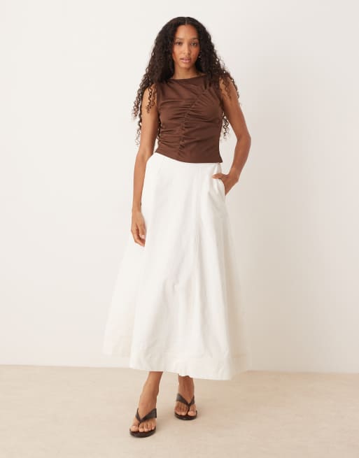 ASOS DESIGN jersey ruched detail tank top in dark brown, 3 of 4
