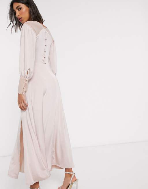 ASOS DESIGN jersey satin maxi dress in blush | ASOS