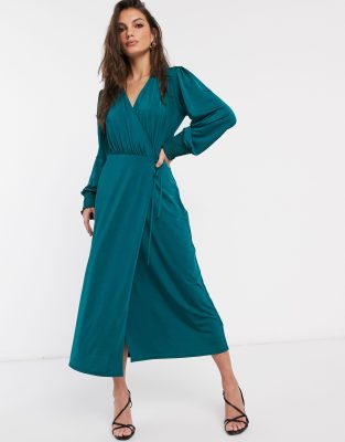 ASOS DESIGN jersey satin wrap midi 