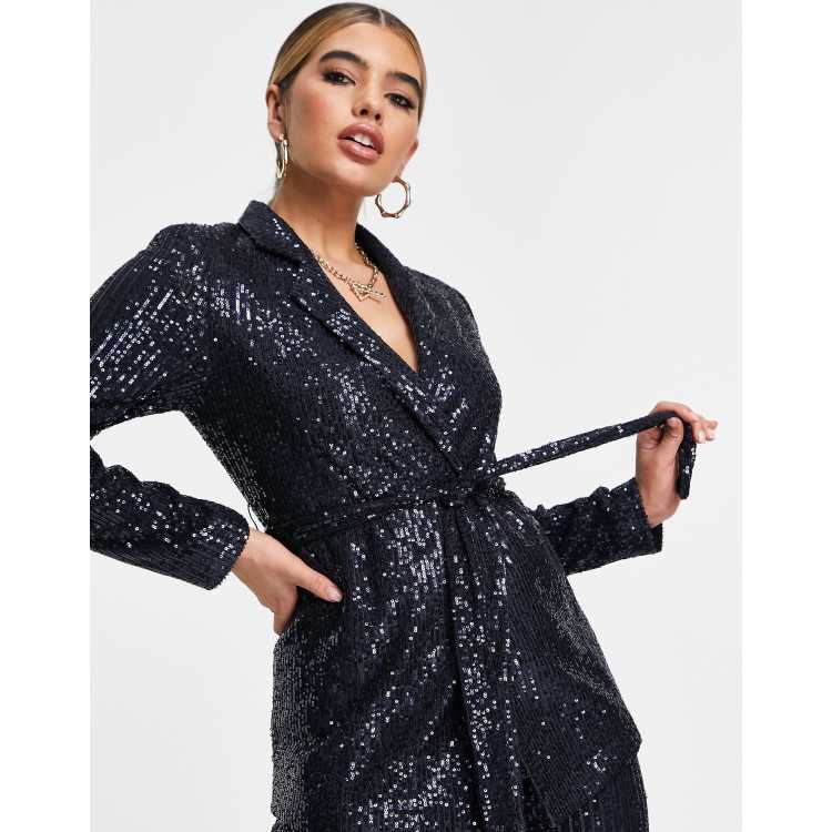 Asos navy store sequin dress