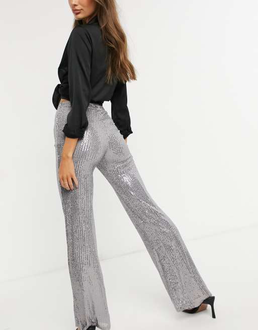 ASOS DESIGN jersey sequin wide leg suit pants, 2 of 4