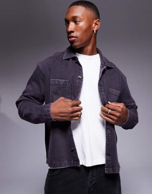 ASOS DESIGN jersey shacket in washed brown